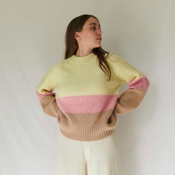 Rodebjer Francisca Sweater Size XS Alpaca Wool Blend Neapolitan Triple Color - Picture 1 of 7